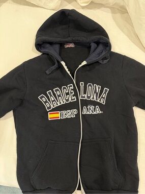 Barcelona España Navy Zip-Up Hoodie Jacket